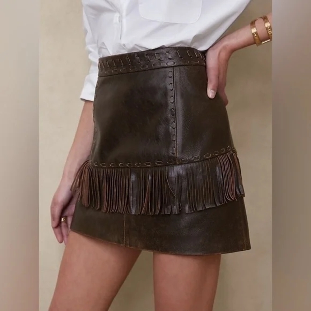 Banana Republic Dark Brown Leather Mini Skirt